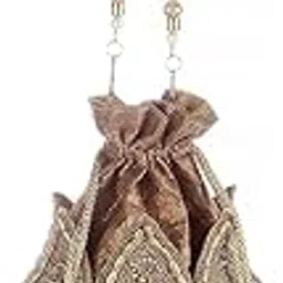 swisni Long Fringes Golden Designer Potli Bag| Ethnic Potli For Women's | Potli Bags For Party Accessories |Gift for women-picture-69