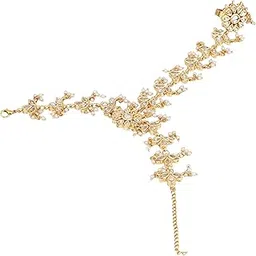 jewellity Gold/Golden Kundan Adjustable Free Size Handchain/Bracelet/Hathfool/Hand Harness/Hand Accessory with Kundan Ring For Women/Girls HCK-5230-picture-26