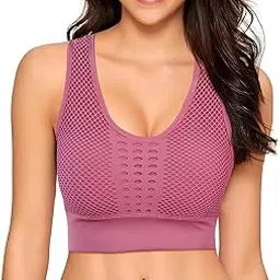fabluk Mesh Support Racerback Sports Bra | Breathable, High-Support, Padded, Non-Wire, Workout Bra for Yoga, Running, and Fitness | Sizes M to 3XL-picture-17