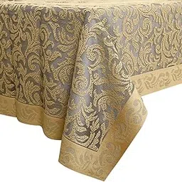 Kuber Industries 4 Seater Center Rectangular Table Cover|Leaf Design & Cotton Material (Gold)-KUBMART15501-picture-29