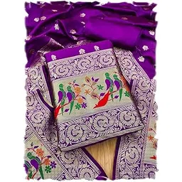 pandadi saree Pandadi Women's Banarasi Paithani Woven Design Dress Material-picture-26
