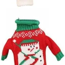 JAZZY PEARLS® 4xWine Bottle Cover Holiday Accessories Decorative Dinner Table Decor with Hat Snowman | 1 Christmas Wine Bottle Cover Set(4 Pack)-picture-13