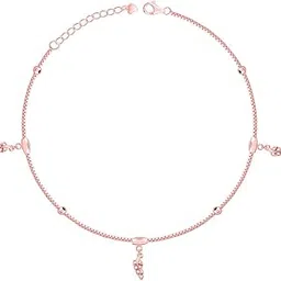 giva 925 Silver Rose Gold Delicate Leaf Anklet | Gifts for Women and Girls | With Certificate of Authenticity and 925 Stamp | 6 Months Warranty-picture-28