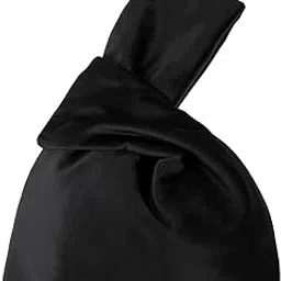 Velvet Knot Wrist Bag, Elegant Japanese Style Pouch for Women, Soft Velvet Handbag, Small Casual Purse for Makeup, Cash & Cards, Black-image-86