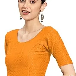 Blouse for Women, Readymade Elbow Sleeve Cotton Lycra Blouses for Women, Stretchable Stylish Designer Crop Top Blouse for Party, Marriage, and Many More Occasions-image-2
