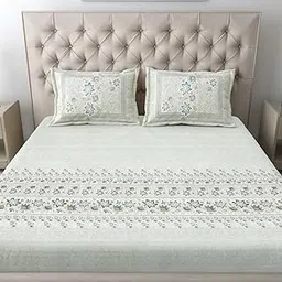 Mafatlal 100% Cotton King Size Bedsheet (108x108 inches) | 186 TC | Spring Glory Floral Design | Soft, Breathable, All-Season Bedsheet with 2 Pillow Covers-picture-11