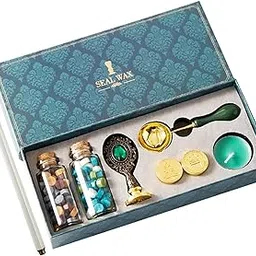 EZ LIVING Wax Vintage Wax Seal Stamp Kit with Decorative Box, Wax Beads, Melting Spoon, Candle and Seal Stamp-image-6
