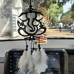 MJKD Shree Ganesh Dream Catcher for Car's Interior Mirror, Wall Hanging and Wedding Ornament for Positive Vibes-image-11