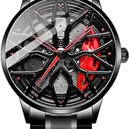 Fashion Branded Men's Sport Quartz Watch Car Wheel Multicolour Dial Wheel Dial 360 Rotating Casual Fashion Stainless Steel Alloy Mens &Boy's Luxury Metal Gift Creative Watch-picture-44