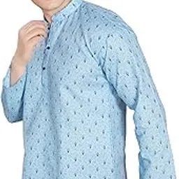 divisive Men's Pure Cotton Relaxed Fit Printed Short Kurta-picture-24