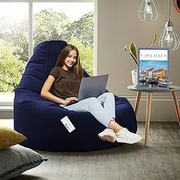 Casa Haus RZK01 Collection Super Soft Leather Fabric Bean Bag Prefilled 4 XL - Navy Blue Mint-picture-23