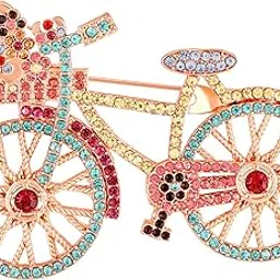 mahi Shiny Flower Basket Design Vintage Bicycle Brooch Pin with Multicolor Crystals for Women (PABP1101233PR)-picture-53