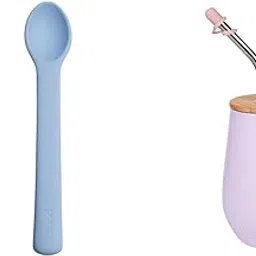 tudd Durable Dip and Scoop Set for Safe Self-Feeding | Blue with Baby Stainless Steel Happy Tummy Mug 12oz, 240 Ml,Pink (2 Year - 6 Years) | Pink-picture-46