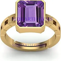 akshita gems Certified Amethyst (Katela) 6.5Cts or 7.25 Ratti Elegant Gold Plated Ring for Men and Women-picture-15