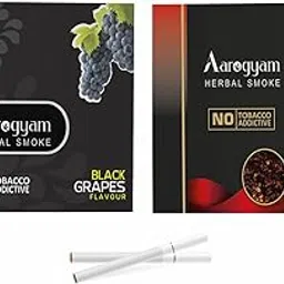 Aarogyam Herbals Pack of 2 Flavours 100% Tobacco & Nicotine Free Cigarette for Relieve Stress & Mood Enhance Product (SWEET SUPARI - BLACK GRAPES) - 10 Sticks x 2 Packets-picture-46