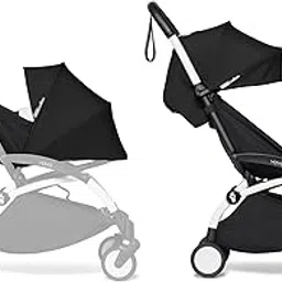 BABYZEN YOYO² Foldable Stroller - Includes Newborn Pack (Black), White Frame & 6+ Color Pack (Black) - Suitable for Newborn Up to 22 kg, Lightweight, Mattress, Canopy, Head Support & Foot Cover image 1