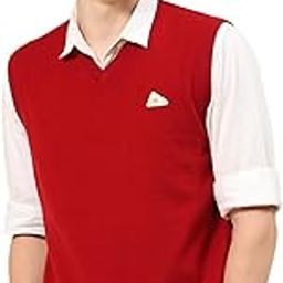 Mens Solid Wine V Neck Sleeveless Sweater_1240521SL-1146-image-20