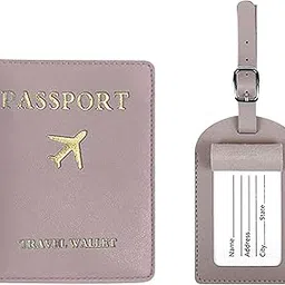 house of quirk Luggage Tag and Passport Protector Set, Plane Pouch Passport Suitcase Identification Leather Tag Luggage Tags for Children School Bag (Light Purple)-picture-29