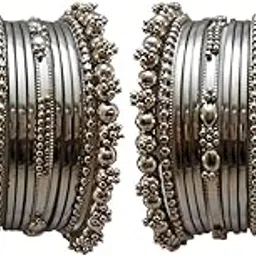 jdx Traditional Wedding Silver-Plated Bangles Bracelets Set for Women Size 2.6-picture-55