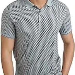 park avenue Men's Slim Fit Print Pattern Cotton Polyester Blend Polo Neck Half Sleeve Casual T-Shirt-picture-42
