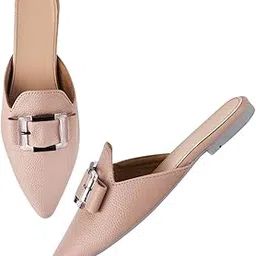 tryme Trending Stylish Front Studded Buckle Bellies Soft & Comfortable Slip On Mules Sandal for Womens and Girls-picture-22