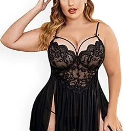 bestic fashion Women Plus Size Strapless Babydoll Lingerie | Sexy & Comfortable Nightwear for Curvy Women-picture-51
