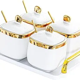 Condiment Canister Nordic Food Storage Container Spice Container for Parties 4 jar Gold | Kitchen, Dining & Bar | Kitchen Storage & Organization | Spice Jars & Racks-picture-34