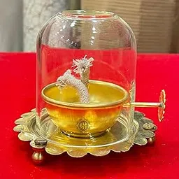 DSH Brass Akhand Diya with Adjustable Bati for Puja Decorative Brass & Glass Oil Lamp with Screw Lever Lantern Diya with Glass Cover for Prayers Home Decor and Diwali Festive Gifts. (Small)-image-6