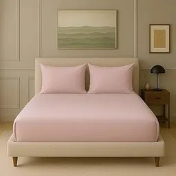 Trance Home Linen 300 TC Bamboo Fitted King Size Bedsheet | Soft, Breathable & Eco-Friendly Bedsheet with 2 Pillow Cover - (78 x 72 inch, Cameo Rose)-picture-35