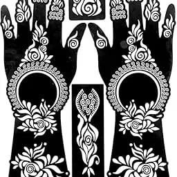 Akkad Heena Mehndi Sticker for Hands and Feet - Henna Design Stickers for Women, Girls, Temporary Tattoo Mehendi Stencils for Festivals, Weddings, Parties - DIY Reusable Mehndi Art -Design-009-picture-39