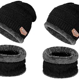 nrd fashions Winter Knit Beanie Cap And Neck Warmer Scarf and Woolen cap Set Skull-picture-23