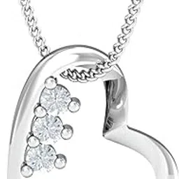 kuberbox 14KT White Gold Fall-in-Love Heart Pendant for Women-picture-17