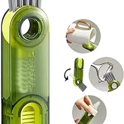 3 in 1 Multifunctional Cleaning Brush Tiny Bottle Cup Lid Brush Straw Cleaner Tools Multi-Functional Crevice Cleaning Brush Home Kitchen Cleaning Tools-1PC Green image 1