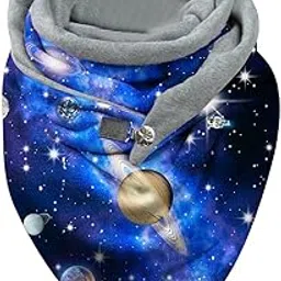 atorse Shawls Wrap Scarves Button Soft Chic for Offices Supermarkets Theaters Planet Pattern image 1