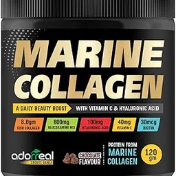 Adorreal Marine Collagen 120 capsules Supplement, Chocolate Flavour, 120gm, with Vitamin C, Biotin, Glucosamine, Hyaluronic Acid-image-97