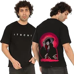 awara bacha Itachi Design Oversized Black Tshirt for Men and Women Uchiha Itachi Drop Shoulder Unisex Baggy Loose Fit T-Shirts-picture-38