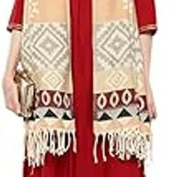 aarika Womens Winter Wear Cream-Black Colour Diamond Woolen Shawls-picture-34