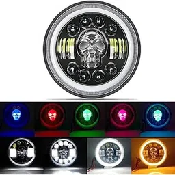 BIKEBLOOM LED Headlight DRL(Skull Design) Headlight Motorbike LED for Royal Enfield (12 V, 12 W) (Bullet 350, Classic 350, Bullet 500, Classic 500, Pack of 1)-image-10