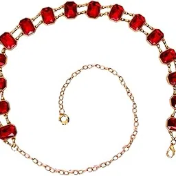 redhorns Metal Chain Belt for Women Multiple Stone Studded Design Slim Saree Belt for Ladies - Free Size (LD172)-picture-10