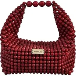 Handmade Red Pearl l Beaded Handbag for Women Elegant Party Clutch Purse Designer Beaded Shoulder Bag for Wedding, Festive & Evening Outfit-image-18