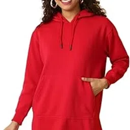 freehand by The Indian Garage Co Women Regular Fit Solid Overhead Hooded Sweatshirt-picture-26