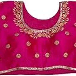 pujia mills Woman Milan Silk Round Neck with Half Sleeve with khatli Work Embroidered Design Readymade Blouse 38 Size-picture-43
