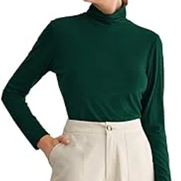 fabricorn Stylish Black Long Sleeve Turtle Neck Cotton Tshirt for Women (Black)-picture-40