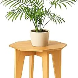 Precious Contemporary Rubber Wood Foldable Side Table – Hexagon Shape | Antique Finish, Multipurpose End Table, Plant Stand, Stool for Living Room & Bedroom (30x30cm)-image-15