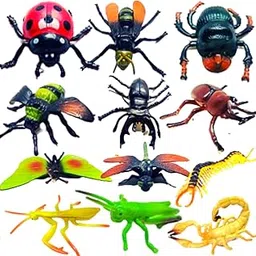 Mallexo Jungle Animal Insect Toys for Kids Big Size 12PC Bug Figurine Ant, Reptile, Butterfly, Cockroach Toys for Boys & Girls Birthday Gifts Reptile Animal Learning & Educational Rubber Insect image 1
