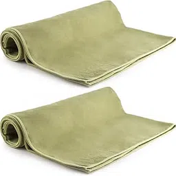 MEGALOVEMART Set of 2 Super Absorbent 15" x 24" Suede Non Slip Microfiber Sports & Hot Yoga Gym Towels - Green-image-35