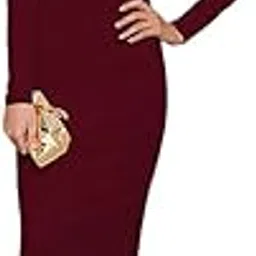ladik way Women's Bodycon Midi Dress, Sweetheart Neckline, Long Puff Sleeves, Lycra Slim Fit Party Dress-picture-24