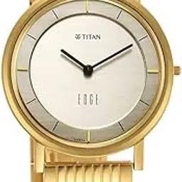 EDGE Titan Metal Quartz Analog Beige Dial Gold Stainless Steel Strap Watch for Men - NT1595YM01-picture-47