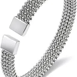 peora Silver Plated Stainless Steel Metal Kada Bracelet Stylish Fancy Jewellery Gift for Men & Boys-picture-13