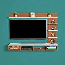 RADHA CRAFT Engineered Wood Wall Mount TV Unit/TV Stand/TV Cabinet/TV Entertainment Unit/Set Top Box Stand, (Ideal for 52"), (D.I.Y), Teak Natural/White-picture-11